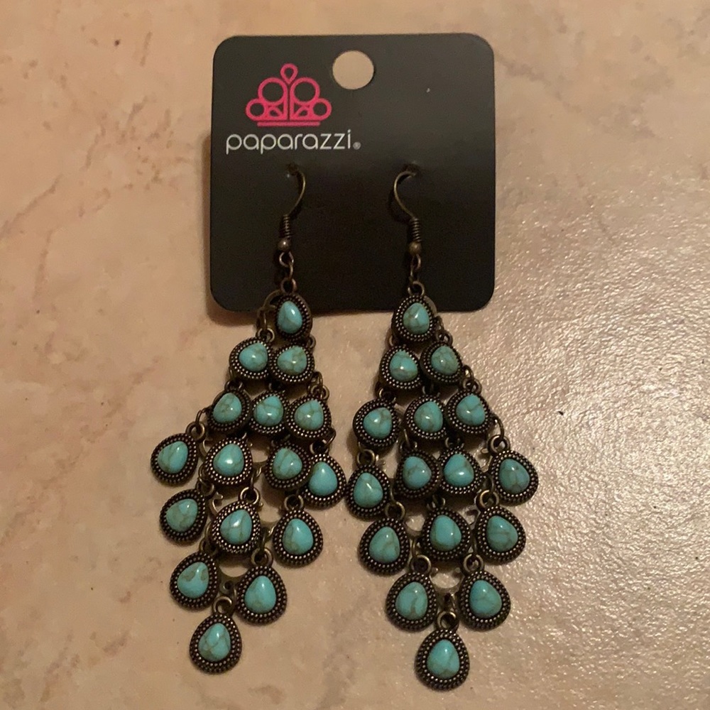 Brand new turquoise & bronze chandelier earrings